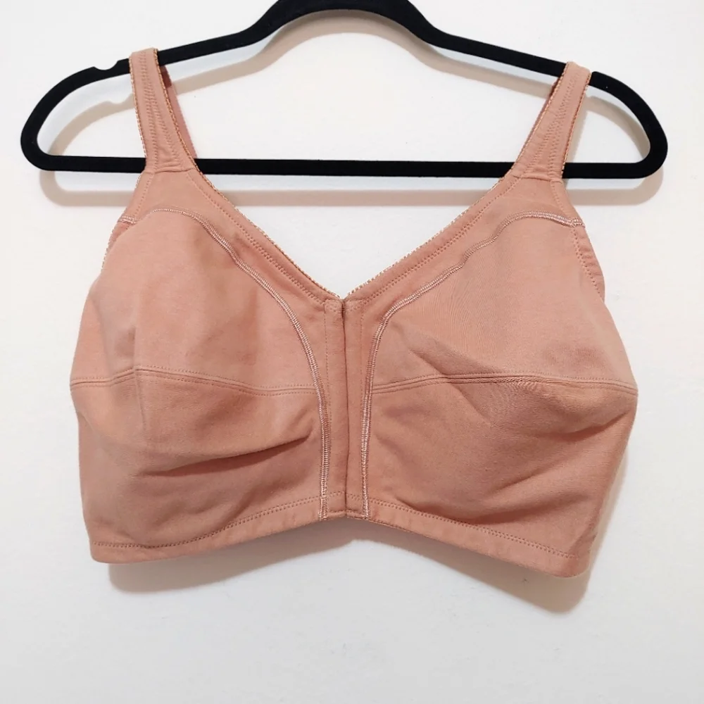 Comfort Choice 27-1111-7 100% Cotton Front Close Wire Free Bra Nude 44D B02-0161